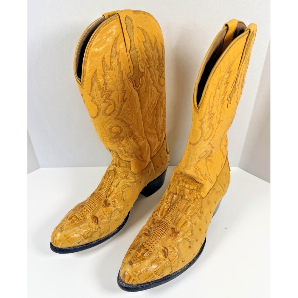 Rodeo Bravo Cowboy Boots Mens 3D Embossed Crocodile Ostrich Print 11.5